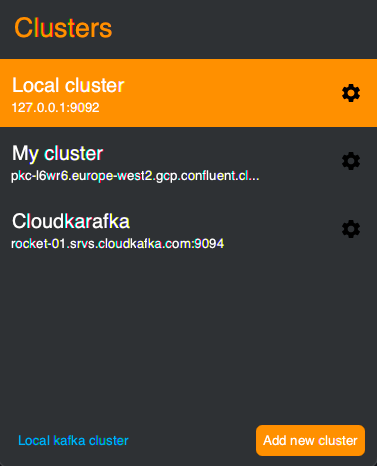 Cluster list view